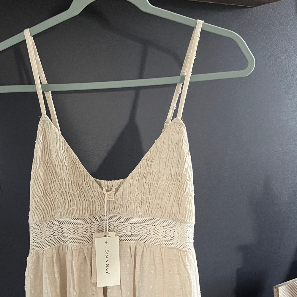 Women’s Sun Beige Spaghetti Linen Strap Dress!! NWT!!